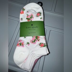 kate spade White Floral Low Cut Socks with Pink & Green